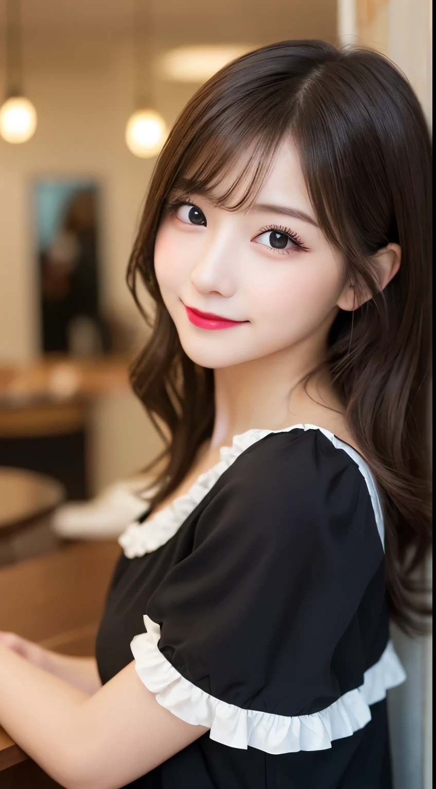 Tabletop, highest quality, shape, Very detailed, finely, High resolution, 8k wallpaper, 完璧なダイナミックな構shape, Beautiful and exquisite,ランダムなcute髪,,Natural color lip, Bold sexy pose,smile、20-year-old girl、cute、Looking into the camera,Always blur the background,Perfect and beautiful face,Slim face and figure,Big eyes、Putting on gal makeup,Small face,Shooting from below、Blurred Background,Elegant feminine face、smile、Actual Photos、Adult ta Fashion