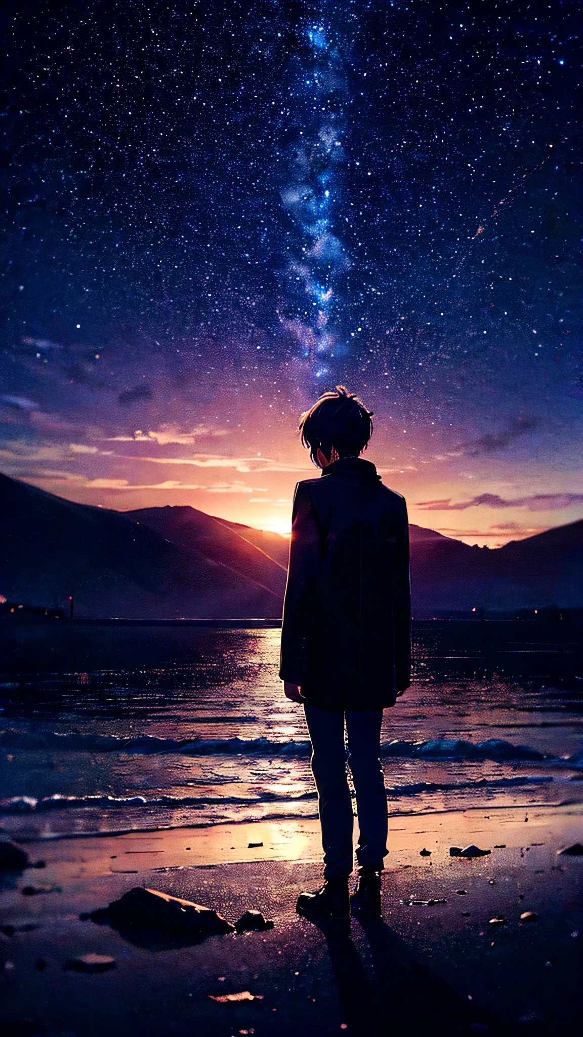 dark difficult mechanical beautiful Bright light Young people Nostalgia Warmth complicated melancholy evening Life after death and this world lost things、male、Back view