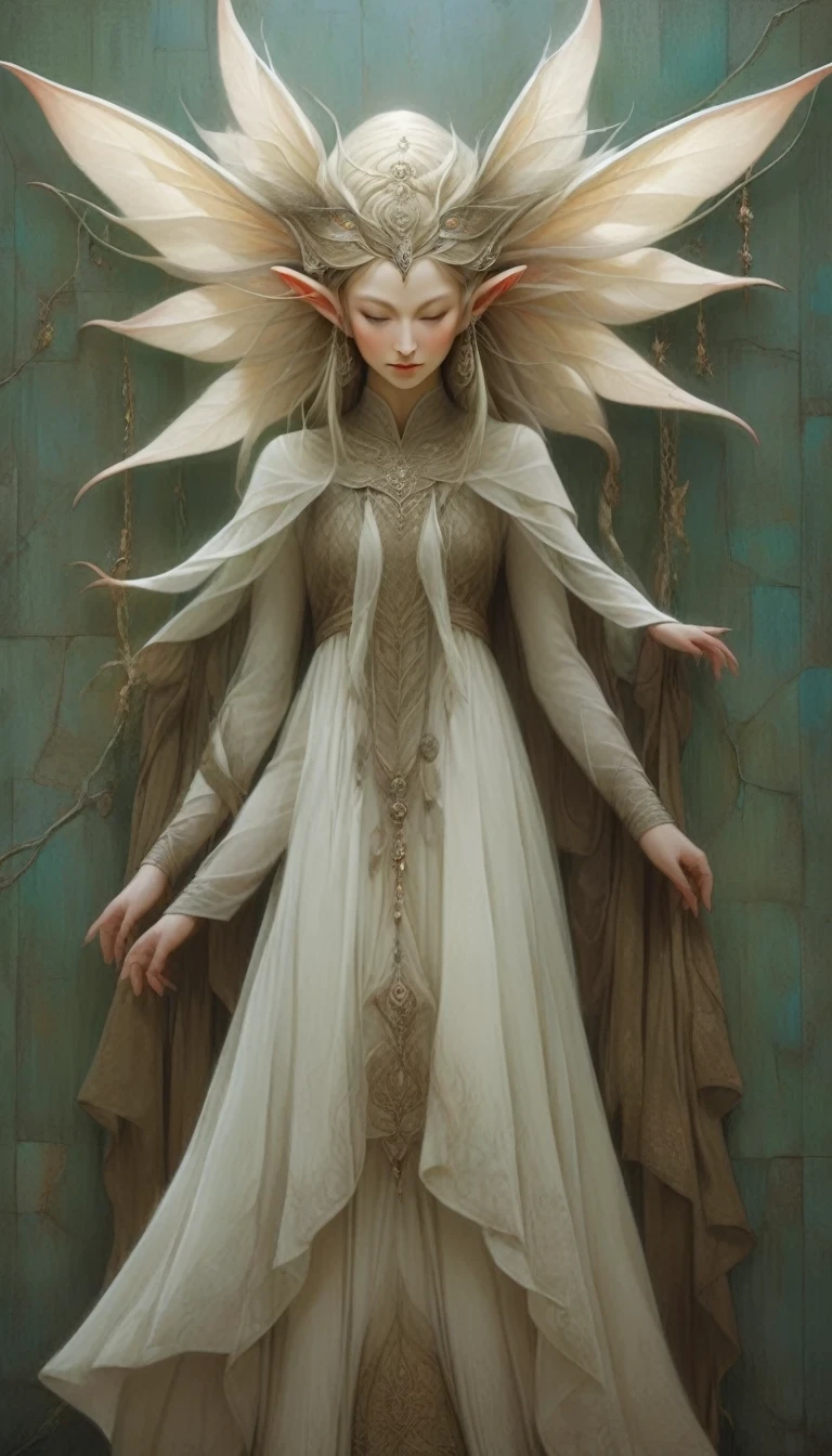 in style of Amanda Sage，in style of Gabriel Pacheco，Elf