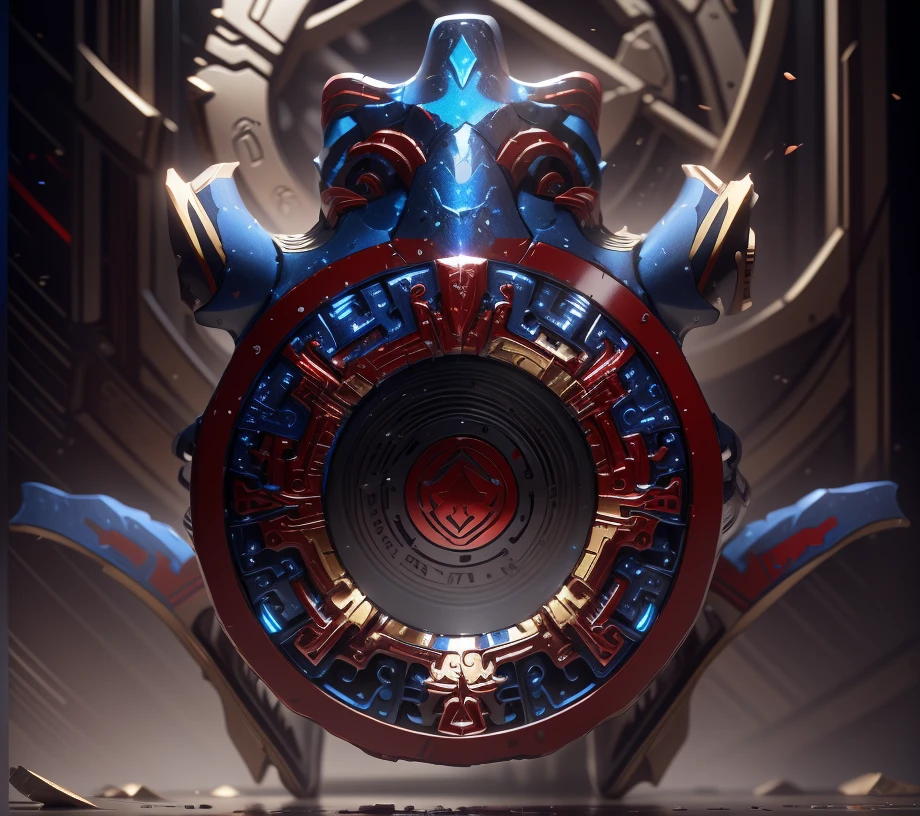 The color changes to red and blue，Some red and blue，Red and blue must appear interlaced，and have the same weight（Ensure its layering and armor texture，Need to have a legendary texture，And it needs to have a gold engraving