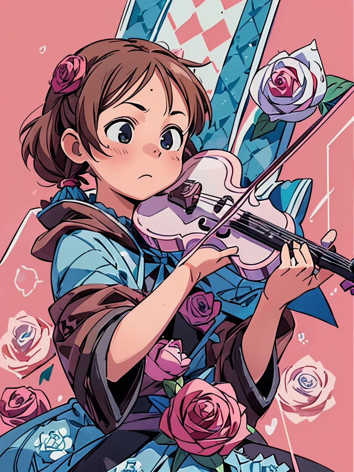 (masterpiece、highest quality、highest quality、Official Art、Beautiful and beautiful:1.2)、(One girl:1.3)Hatsune Miku、Twin tails,Big Breasts,((Medium Aquamarine:0.8) and (Rose brown:1.3) Argyle_background:1.6),
break
(Rococo:1.6),(アニメLine art:1.5),1990s \(style\),Retro,Japanese Manga,(dark red velvet and dodgerblue:1.2),Minimalism,(Line art:1.6),sketch,by Hirohiko Araki,charcoal drawing,
break
Black Reaper,playing the violin,(violin:1.3),(bow:1.3),(pull:1.3),(Torn Cloak:1.4),Wind movement lines,