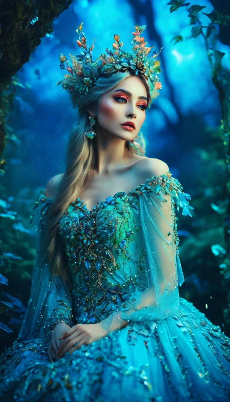 Fairy Queen，artistic photography, style of Bella Kotak, a closeup shot of a fairy, whimsical landscapes and settings, intricate costumes and accessories, fairytale-like aesthetics, vibrant and saturated colors, dreamy and ethereal lighting, ultra hd, realistic, perfect composition, 8k