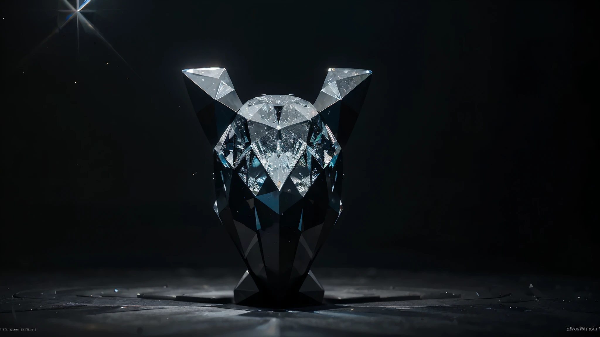 In the image, you can see a diamond cut in the shape of a bat shape, with every detail meticulously designed to reflect the shape and elegance of the animal. Light reflects brilliantly off the diamond's faceted surfaces, creating dazzling sparkles that highlight its beauty. Each angle shows the precision of the cut, making the diamond appear almost alive in its three-dimensional representation., vibrant, conceptual art, bright fantasy, poster, 3d render, cinematic, illustration, fashion, trending on artstation, sharp focus, studio photo, intricate details, highly detailed