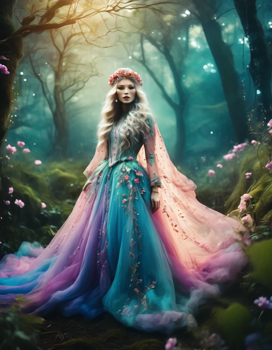 Fairy Queen，Enchanted Forest，artistic photography, style of Bella Kotak, a closeup shot of a fairy, whimsical landscapes and settings, intricate costumes and accessories, fairytale-like aesthetics, vibrant and saturated colors, dreamy and ethereal lighting, ultra hd, realistic, perfect composition, 8k