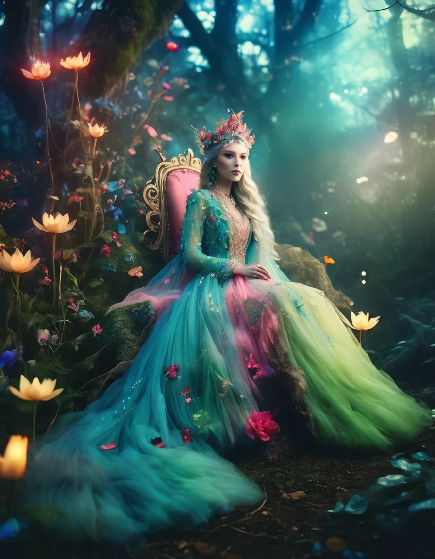 Fairy Queen，Enchanted Forest，artistic photography, style of Bella Kotak, a closeup shot of a fairy, whimsical landscapes and settings, intricate costumes and accessories, fairytale-like aesthetics, vibrant and saturated colors, dreamy and ethereal lighting, ultra hd, realistic, perfect composition, 8k