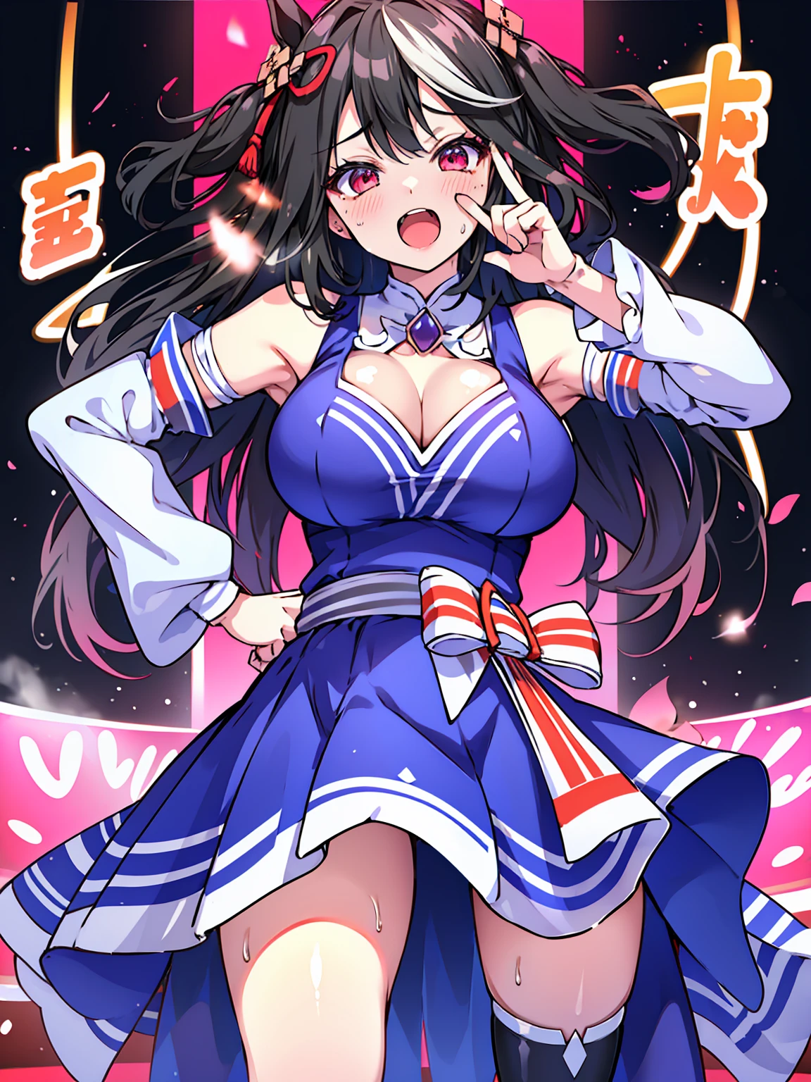 dance、Live Stage、A large number of horse girls、Beautiful woman、Very thick thighs、Best image quality、High resolution、masterpiece、super high quality、Screaming orgasm face、Very big ass、Very large breasts 、Blushing、4K quality、Sweaty all over、Heavy breathing、Cowboy Shot、Shaking breasts、上下にShaking breasts、Cowboy Shot、{highest quality}, {so beautiful}, {Super detailed}, {Best illustrations}, Browsing Caution, girl,