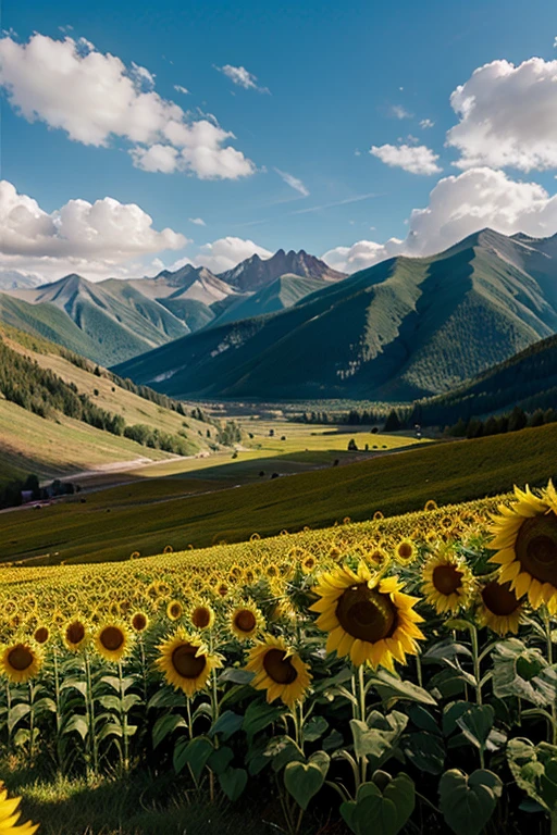 Sunflowers mountains