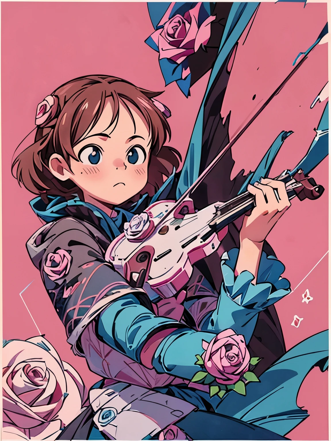 (masterpiece、highest quality、highest quality、Official Art、Beautiful and beautiful:1.2)、(One girl:1.3)Hatsune Miku、Twin tails,Big Breasts,((Medium Aquamarine:0.8) and (Rose brown:1.3) Argyle_background:1.6),
break
(Rococo:1.6),(アニメLine art:1.5),1990s \(style\),Retro,Japanese Manga,(dark red velvet and dodgerblue:1.2),Minimalism,(Line art:1.6),sketch,by Hirohiko Araki,charcoal drawing,
break
Black Reaper,playing the violin,(violin:1.3),(bow:1.3),(pull:1.3),(Torn Cloak:1.4),Wind movement lines,