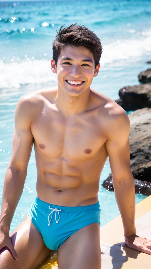 male Age 25 swimwear hawaii lifeguard smile