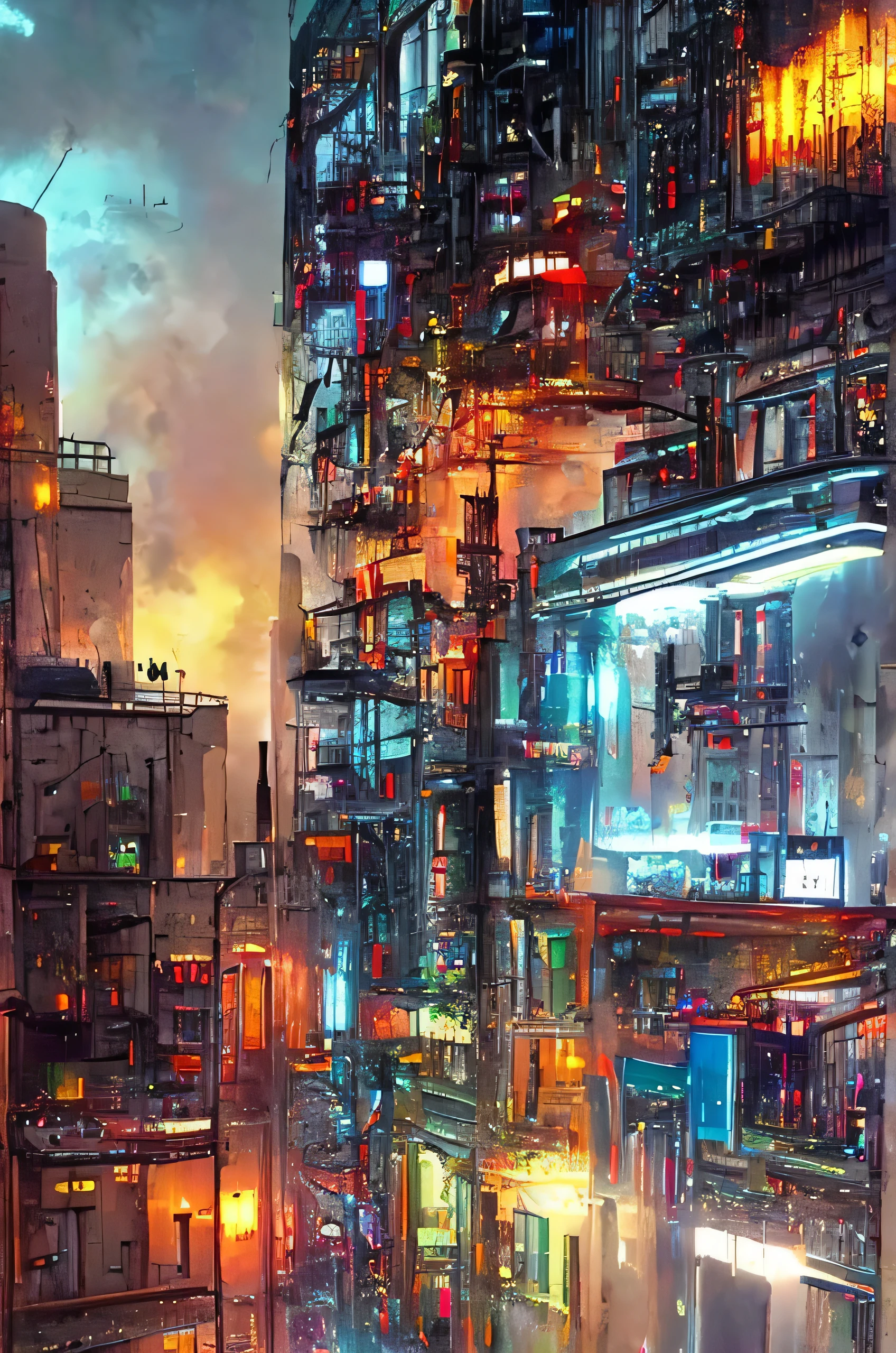 street, cyber punk, Near future, Big cities, Slam, hell