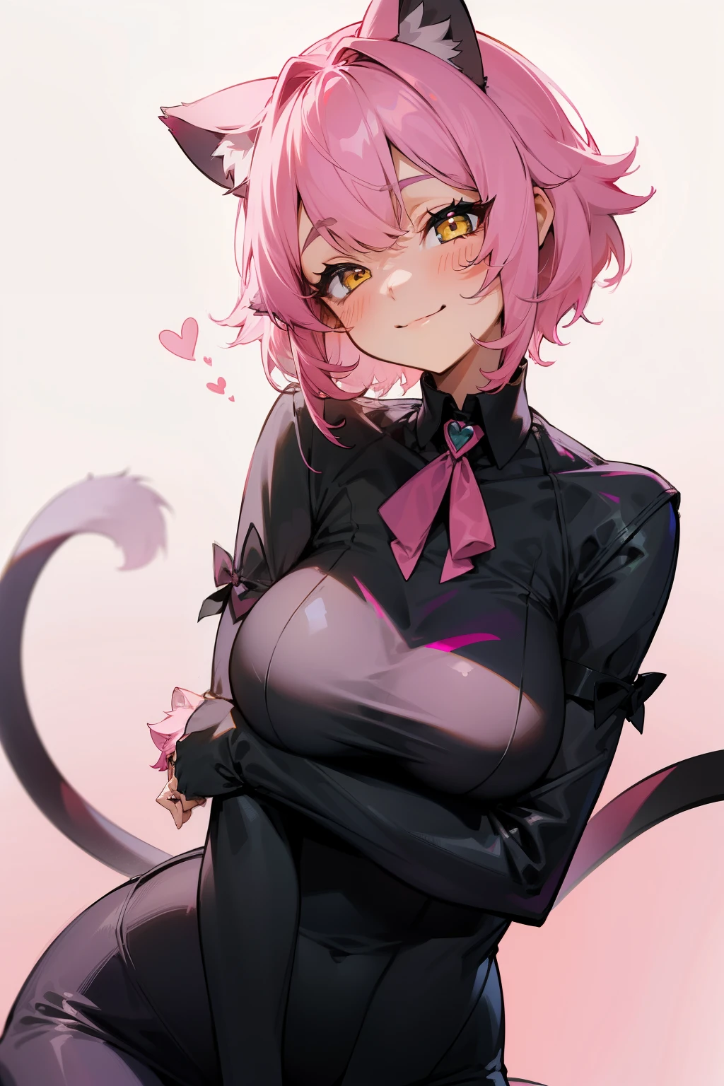 1girl, dark skin, pink hair, orange eyes, medium hair, braid, stomach tattoo, hair ornament, cat ears, jewelry, armored bodysuit, detached leggings, couch, indoors, mansion, seductive smile, laying, on stomach, from above, butt crack <lora:Kuro_XL:0.8> <lora:Tsunashima_Shirou_Jinki_Style:1>, score_9, score_8_up, score_7_up, score_6_up, score_5_up, score_4_up, BREAK source_anime, masterpiece