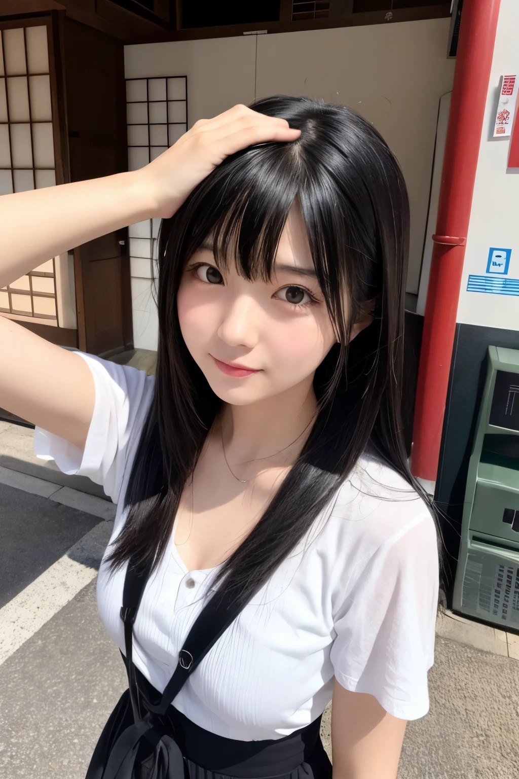 Japanese、girl、cute、Black Hair、thin、Selfie style、Embarrassed