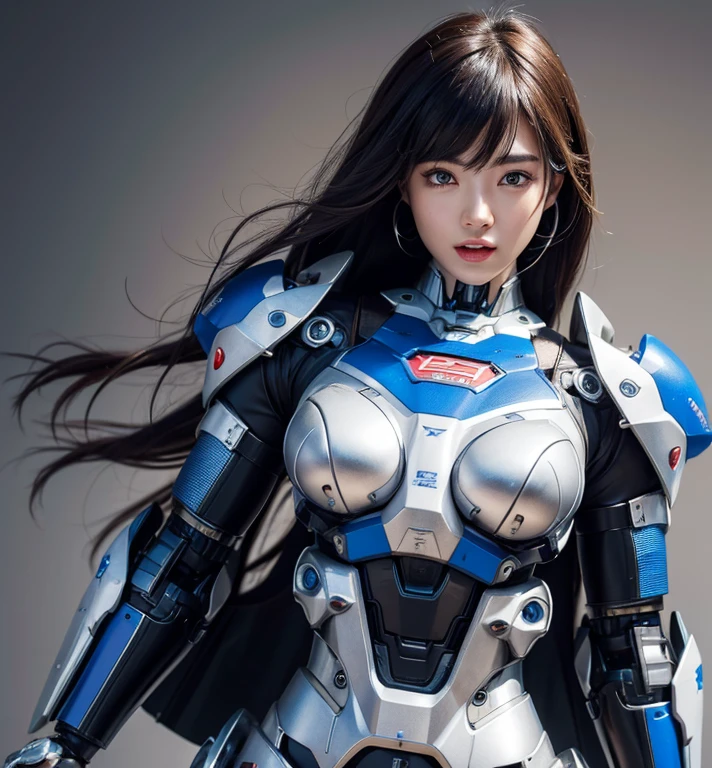 Textured skin, Super Detail, high details, High quality, Best Quality, hight resolution, 1080p, hard disk, Beautiful,(Cyborg),Oppai Missile,beautiful cyborg woman,Mecha Cyborg Girl,Battle Mode,Girl with a Mecha Body,She wears a battle cyborg mech with a weapon,Fulll body Shot