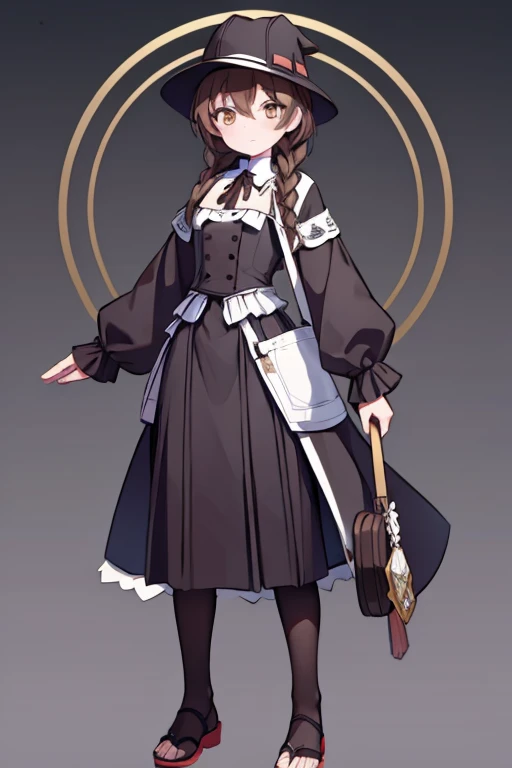 Plague doctor, fullbody, braid, brown hair