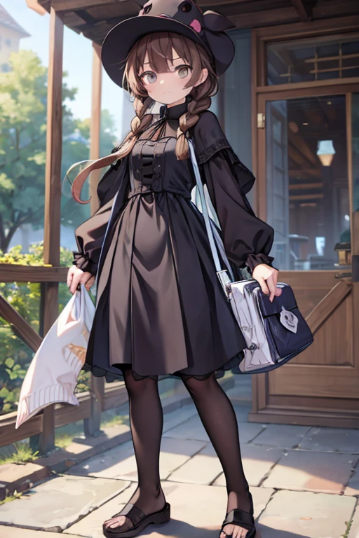 Plague doctor, fullbody, braid, brown hair