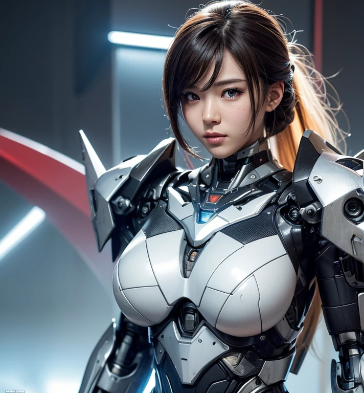 Textured skin, Super Detail, high details, High quality, Best Quality, hight resolution, 1080p, hard disk, Beautiful,(Super Heroine),Oppai Missile,beautiful cyborg woman,Mecha Cyborg Girl,Battle Mode,Girl with a Mecha Body,She wears a battle cyborg mech with a weapon,Fulll body Shot
