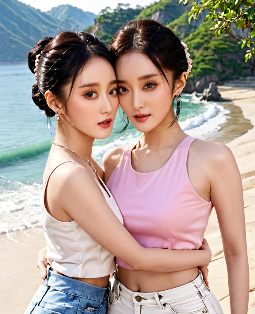 (((Expressing happiness through facial expressions:1.3)),(Hot Spring Resort),(((Hide your breasts with a white towel:1.7))),(((Immerse yourself in the open-air bath up to your shoulders:1.3))),(((Off the shoulder:1.3))),No shoulder straps,Very beautiful woman,(reddish brown wet shiny hair),(Intricate braids and beaded twisted ponytail buns,Braided setup fishbone hair,),(See-through bangs),,Blushing cheeks,Pointed red mouth,big breasts,Emphasize the chest,Perfect body curves,Beautiful clavicle,Wet Hair,Wet Face,Wet body,Wet Skin,Blushing cheeks、Smile shyly、(Beautiful adult woman)、blushing with embarrassment、Enchanted eyes、A smile that confuses the viewer、Check out the photographer、Sweaty skin、Staring at the audience、Upper body naked、necklace、Earrings、Pointed red mouth,Perfect round face,,Proper body balance,Intricate details,Very delicate and beautiful hair,Realistic photo,dream-like,Professional Lighting,Realistic Shadows,Focus Only,Beautiful Hands,Beautiful fingers,Detailed functions of the fingers,Detailed clothing features,Detailed characteristics of hair,Detailed facial features,(Tabletop,highest quality,Ultra-high resolution output images,) ,(8K quality,),(SeaArt 2 Mode.1:1.3),,(Picture Mode Ultra HD,)