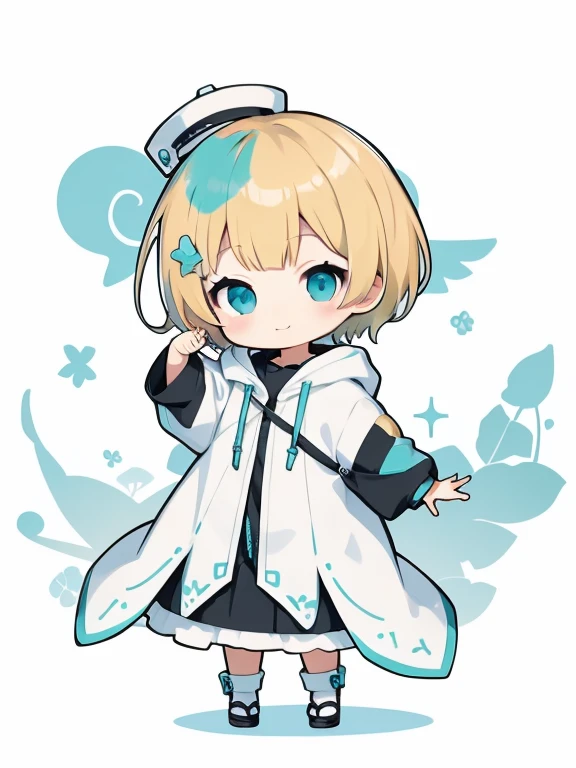 Chibi,highest quality、Blonde Hair、Short Mash Hair、Turquoise Eyes