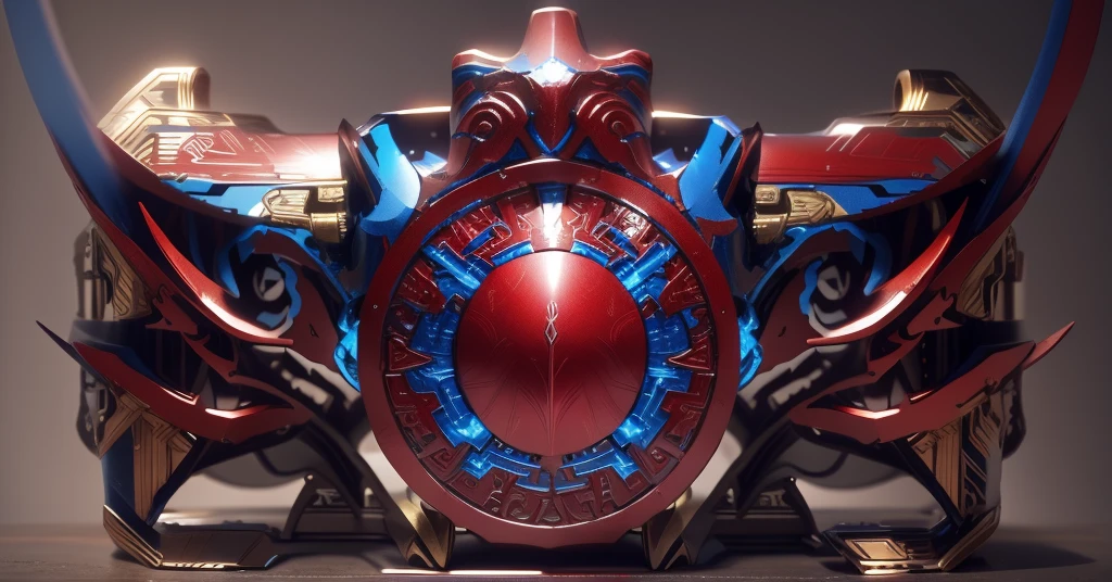 The color changes to red and blue,Some red and blue(Ensure its layering and armor texture,Need to have a legendary texture,And it needs to have a gold engraving