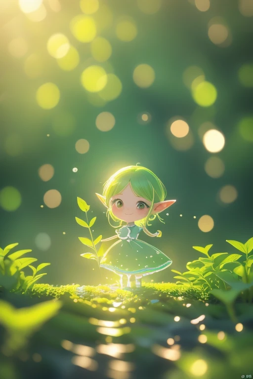 Close up of cartoon elf on green background, Cute numbers艺术, Beautifully detailed digital art, 4k hd illustration wallpaper, Cute numbers, Blurred dream picture, 4k high definition wallpaper illustration, Cute 3d rendering, A beautiful artistic illustration, 2D Illustration, 2D Illustration, Blurred fantasy illustration, Epic Concept Art. Bokeh