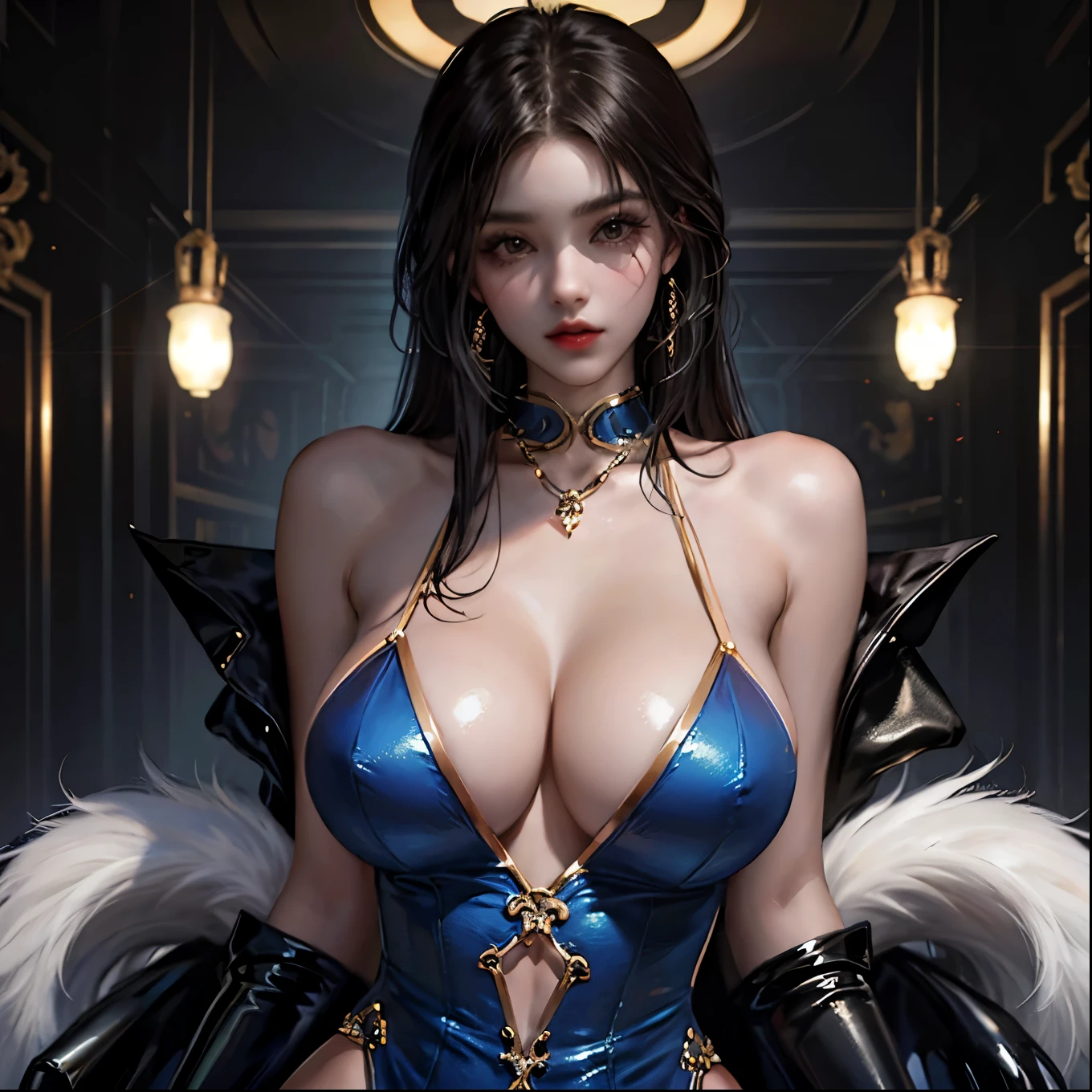 Beautiful woman, Very sexy body, Detailed very large breasts, Look straight into the camera, Sexy look、Exposing her large breasts