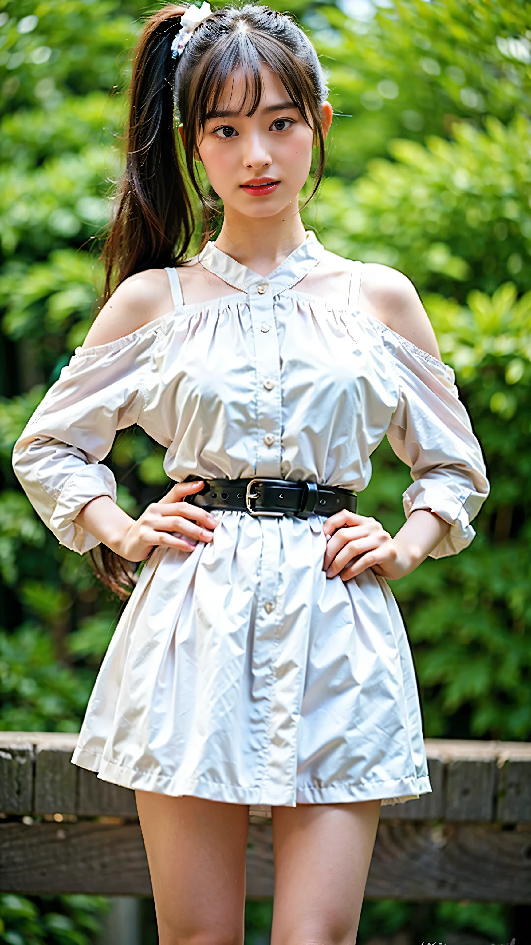 Araffe woman in a white dress posing for a picture - SeaArt AI