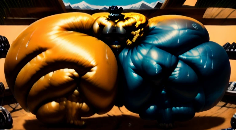 4k, high resolution, best quality, perfect lightning, perfect, solo, anthro, young, boy,golden yellow wolf:2.0, furry body, (fluffy mane:1.2), fluffy tail, male, adult, (bulky2:0, thick muscles2:0, huge muscles:2.0, hyper muscles:2.0), (thick biceps, veiny biceps, broad shoulders:2.0), (thick legs, thick calves:1.1), (digitigrade legs, 4 toes:1.2), perfect colors, (photorealistic fur, detailed fur, epic, masterpiece), (suggestive posing:1.2), (seductive smile, ful grin 1.3), detailed beach,detailed wolf eyes:2.0, by k0suna, by darkgem,nippg,hyper arms:2.0,veins,white body,golden yellow fur,hyper butt:2.0,h paws:2.0,standing,thick legs,thick butts:2.0,sweady:2.0,massive butt:2.0,black hater ass:2.0,huge ass,long s,juicy butt:,butt like a wall,inly inflatips,hyper heavy butt