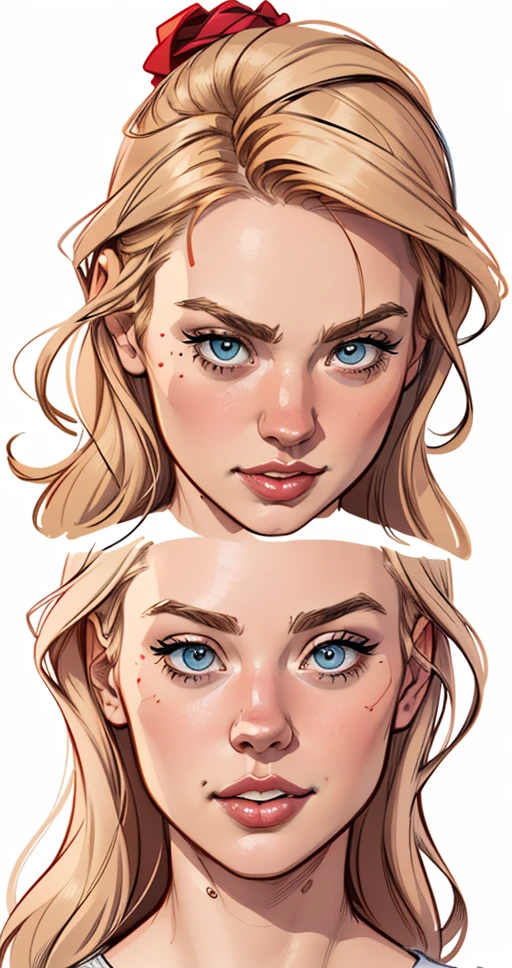 Personagem Yvonne Strahovski omagem de desenho animado de uma mulher .cartoon style illustration, estilo de arte dos desenhos animados, estilo de arte dos desenhos animados, digital illustration style, design de personagens altamente detalhado, arte digital detalhada fofa, City fan art, Design de personagens de retrato, beautiful digital illustration, retrato de alta qualidade, Arte em quadrinhos, mulher jovem.  expression of sexual desire white background