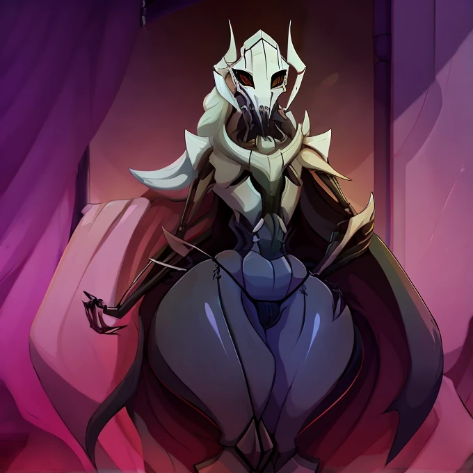 General grievous ,wide hips, hyper thighs, hyper ass, femboy, g-string black thong, posing seductively, by ASaneMan, alien strip club background