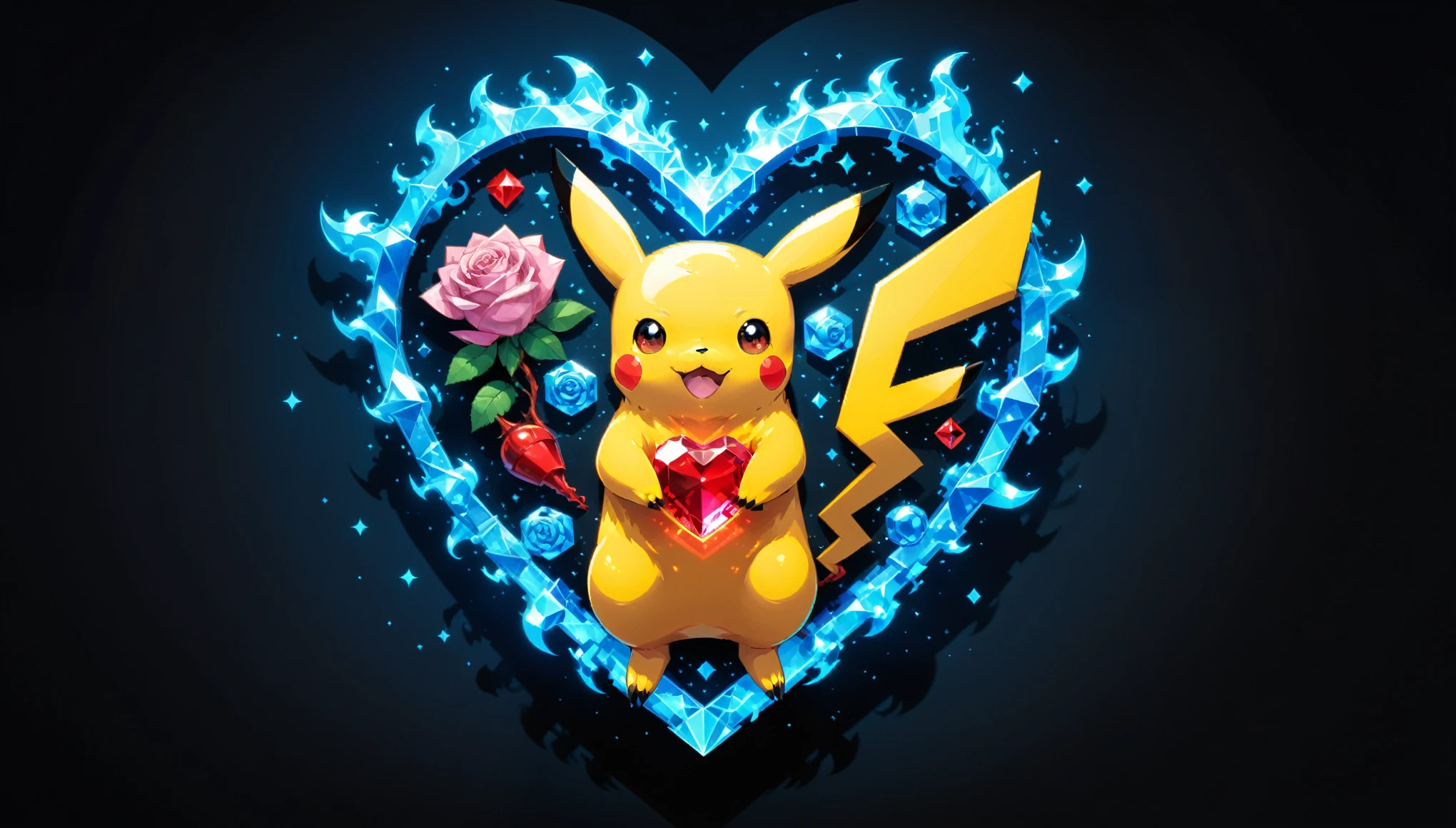 (in style of Nick Veasey:1.4),(in style of A. R. Penck:1.2),
bright colors,conceptual design of the transparent glass human heart (organ),(pokemon sm:1.4) sytle,((pixel style:1.5) pikachu closeup:1.5),(gold case:1.3),(blue fire heart (organ) closeup:1.4),(Flexible Polyhedron:1.3),(Rose Quartz:1.3),(blue fire draws lines:1.3),(the red crescent moon background:1.4),sharp,sharp image,(insanely detailed and intricate, hypermaximalist, elegant, ornate, hyper realistic, super detailed:1.1),extremely detailed,Amazing resolution,8k,(Ray Tracing:1.3),masterpiece,(Particle Effects:1.3),(Beautiful Effects:1.3),
BREAK
(darkness:1.4),(extreme shadows:1.4),(Best Shadow:1.4),dark atmosphere,