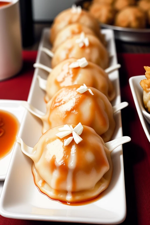 Delicious fried dumplings personified、