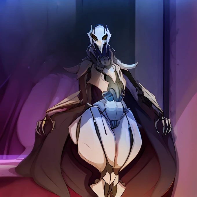 General grievous ,wide hips, hyper thighs, hyper ass, femboy, g-string black thong, posing seductively, by ASaneMan, alien strip club background