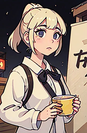 A person wearing a gyoza mask