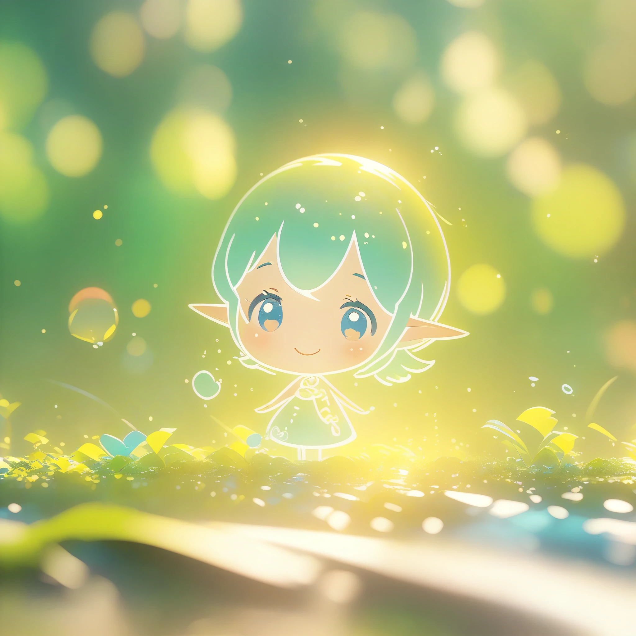 Close up of cartoon elf on green background, Cute numbers艺术, Beautifully detailed digital art, 4k hd illustration wallpaper, Cute numbers, Blurred dream picture, 4k high definition wallpaper illustration, Cute 3d rendering, A beautiful artistic illustration, 2D Illustration, 2D Illustration, Blurred fantasy illustration, Epic Concept Art. Bokeh