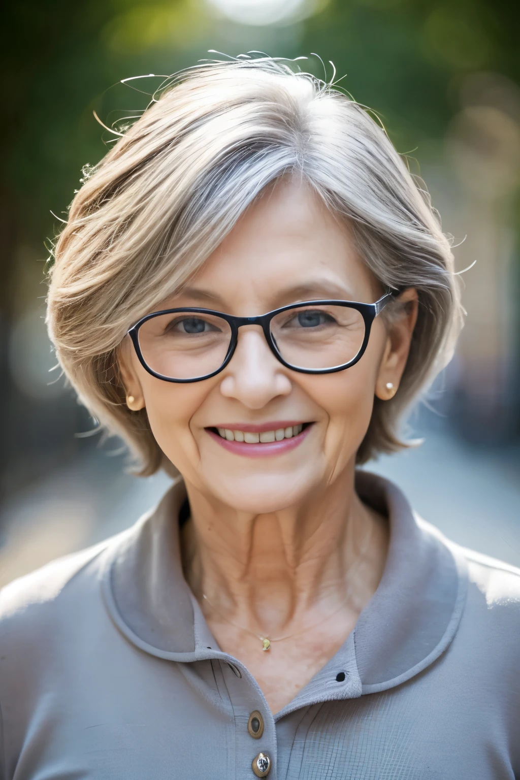 (casual wear:1.3),(70-year-old woman:1.4),(Wrinkles on the face,wrinkled body1.5),smile,(gray hair:1.2),square glasses,(old mature woman:1.3),long sauvage hair
BREAK
city,(realistic:1.2),milfAva,mature,beauty milf,Czech Mature