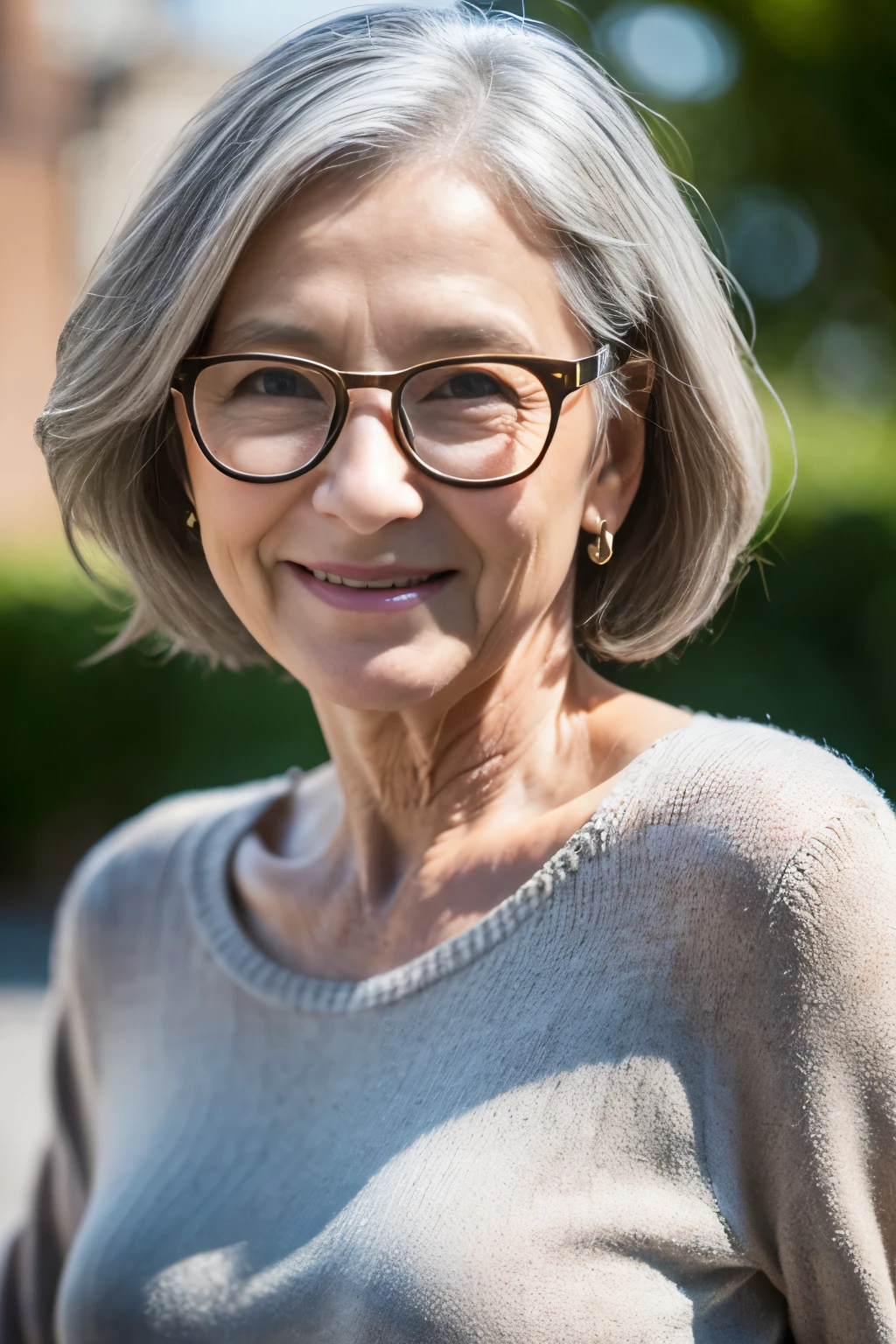 (casual wear:1.3),(70-year-old woman:1.4),(Wrinkles on the face,wrinkled body1.5),smile,(gray hair:1.2),square glasses,(old mature woman:1.3),long sauvage hair

BREAK
city,(realistic:1.2),milfAva,mature,beauty milf,Czech Mature