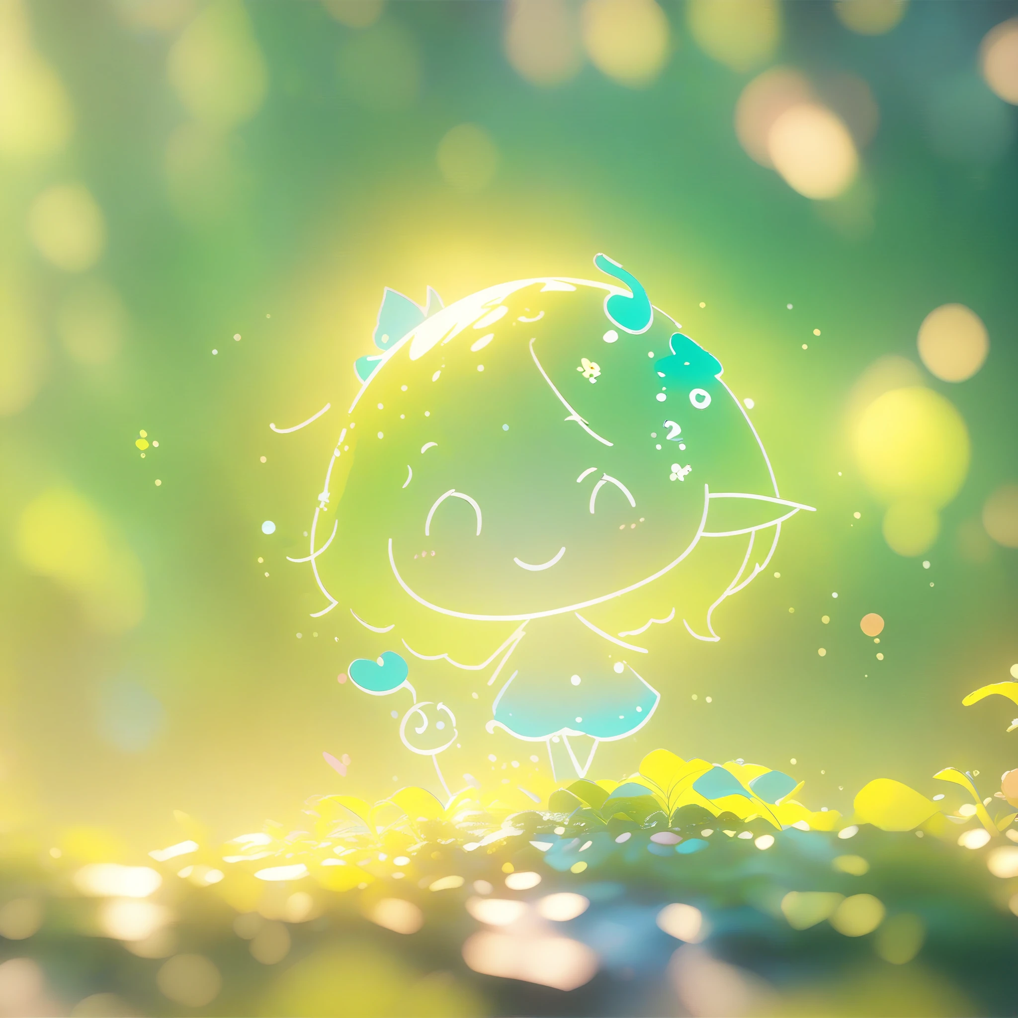 Close up of cartoon elf on green background, Cute numbers艺术, Beautifully detailed digital art, 4k hd illustration wallpaper, Cute numbers, Blurred dream picture, 4k high definition wallpaper illustration, Cute 3d rendering, A beautiful artistic illustration, 2D Illustration, 2D Illustration, Blurred fantasy illustration, Epic Concept Art. Bokeh