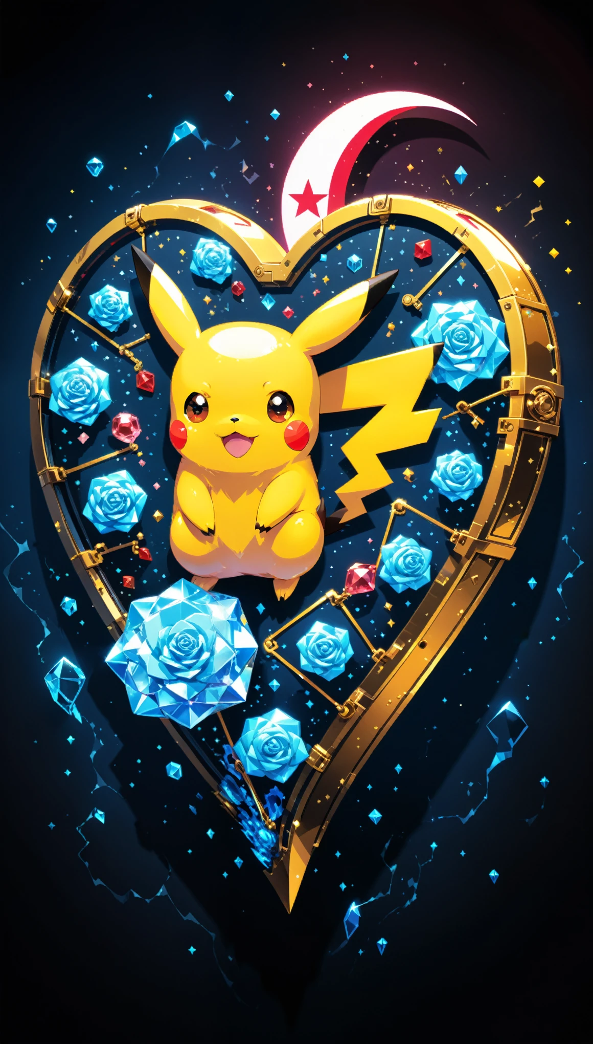 (in style of Nick Veasey:1.4),(in style of A. R. Penck:1.2),
bright colors,conceptual design of the transparent glass human heart (organ),(pokemon sm:1.4) sytle,((pixel style:1.5) pikachu closeup:1.5),(gold case:1.3),(blue fire heart (organ) closeup:1.4),(Flexible Polyhedron:1.3),(Rose Quartz:1.3),(blue fire draws lines:1.3),(the red crescent moon background:1.4),sharp,sharp image,(insanely detailed and intricate, hypermaximalist, elegant, ornate, hyper realistic, super detailed:1.1),extremely detailed,Amazing resolution,8k,(Ray Tracing:1.3),masterpiece,(Particle Effects:1.3),(Beautiful Effects:1.3),
BREAK
(darkness:1.4),(extreme shadows:1.4),(Best Shadow:1.4),dark atmosphere,