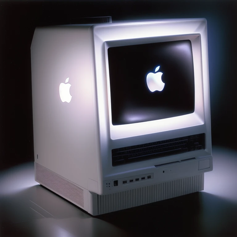 arafed computer monitor with a white screen and a black keyboard, Macintosh Plus, 1 9 8 0 s tech, critical monitor, old computer monitor, critical screen, 1 9 8 0 s computers, old computer, 1980s computer graphics, apple, computer art, computer, masterpiece, critical