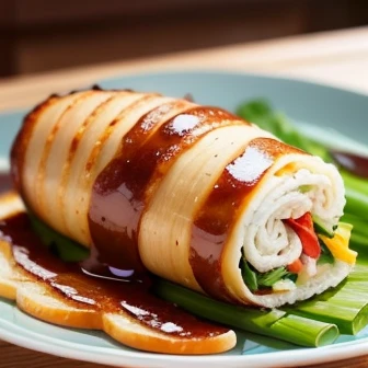 Food stuffed with meat or vegetables wrapped in a thin skin,Food cooked on a griddle or in a frying pan、
The skin is semi-transparent。Please consider the thickness and texture of your skin..。
The inside of the skin is mainly pork or cabbage.、It is made up of leeks, wait.、Other ingredients can also be added、The grilled texture and chewy texture、Please express it in a visible way.、To create an atmosphere that is beautiful and appetizing.、This image will whet your appetite、The aim is to complement the deliciousness and delight the audience.。Generate creative and delicious creations。