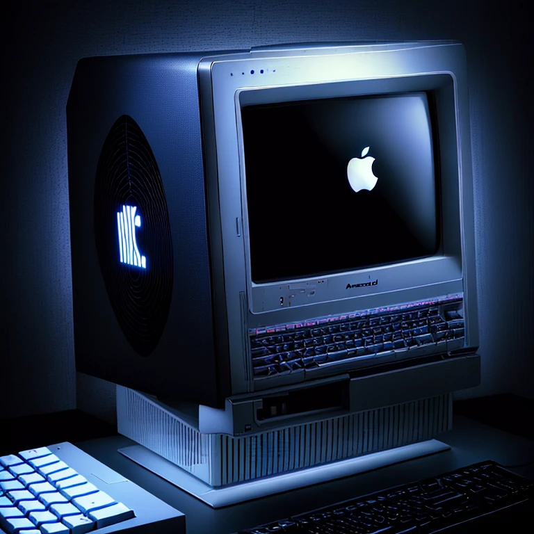 arafed computer monitor with a white screen and a black keyboard, Macintosh Plus, 1 9 8 0 s tech, critical monitor, old computer monitor, critical screen, 1 9 8 0 s computers, old computer, 1980s computer graphics, apple, computer art, computer, masterpiece, critical