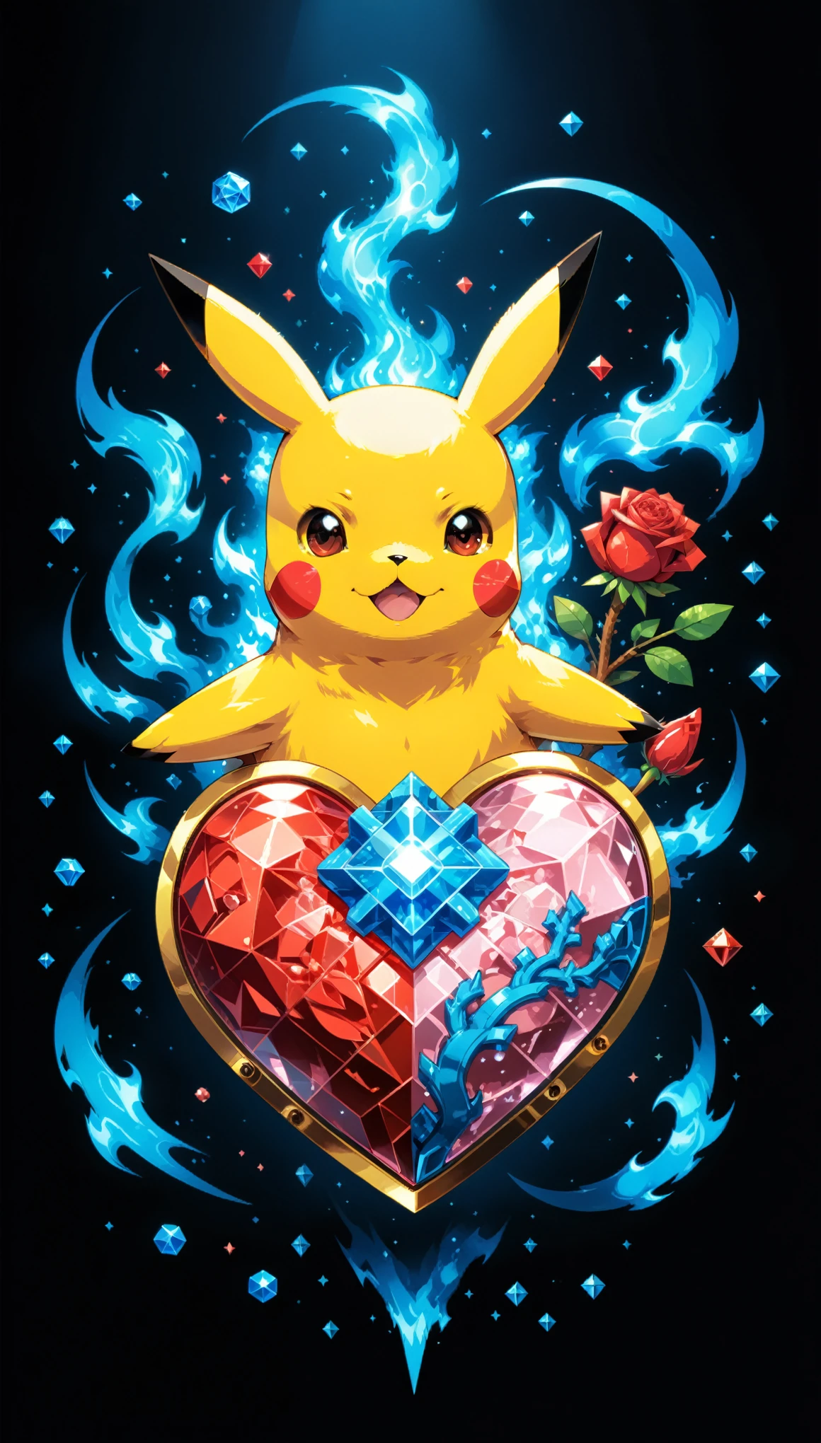 (in style of Nick Veasey:1.4),(in style of A. R. Penck:1.2),
bright colors,conceptual design of the transparent glass human heart (organ),(pokemon sm:1.4) sytle,((pixel style:1.5) pikachu closeup:1.5),(gold case:1.3),(blue fire heart (organ) closeup:1.4),(Flexible Polyhedron:1.3),(Rose Quartz:1.3),(blue fire draws lines:1.3),(the red crescent moon background:1.4),sharp,sharp image,(insanely detailed and intricate, hypermaximalist, elegant, ornate, hyper realistic, super detailed:1.1),extremely detailed,Amazing resolution,8k,(Ray Tracing:1.3),masterpiece,(Particle Effects:1.3),(Beautiful Effects:1.3),
BREAK
(darkness:1.4),(extreme shadows:1.4),(Best Shadow:1.4),dark atmosphere,