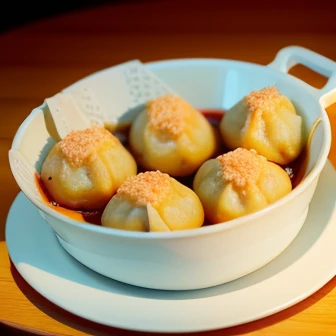 Semicircular fried dumplings with filling wrapped in a round skin、Semicircular dumplings stuffed with meat or vegetables and wrapped in thin skin,Semicircular night shift dumplings cooked on a hot plate or in a frying pan、(Semicircular dumplings)、