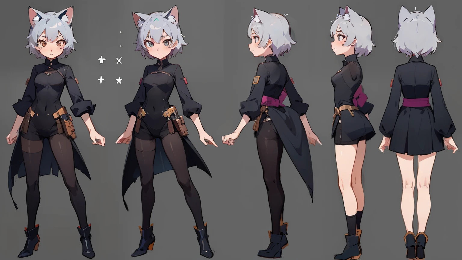 ((masterpiece, highest quality)), ((tsurime)),Detailed face, Character Sheet, Full Body Lesbian, One girl,show,Full of details, Various poses and expressions, Very detailed, depth, A graceful wild fox girl with mostly silver hair, Sparkling eyes, Delicate skin, 青い髪のYouTuberCharacter Sheet,Catwoman, whole body, sexy