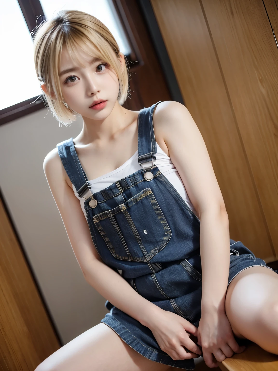 highest quality、Japanese、Bad Girls、2０age、naked、Have sex、Suck the penis、Overalls、Work clothes、Short Hair、Flying hair、Blonde、Thick pubic hair