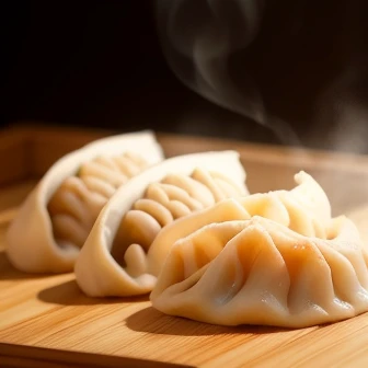 These dumplings are made by thinly rolling out wheat flour dough into semicircular shapes.、Gyoza with grilled edges、