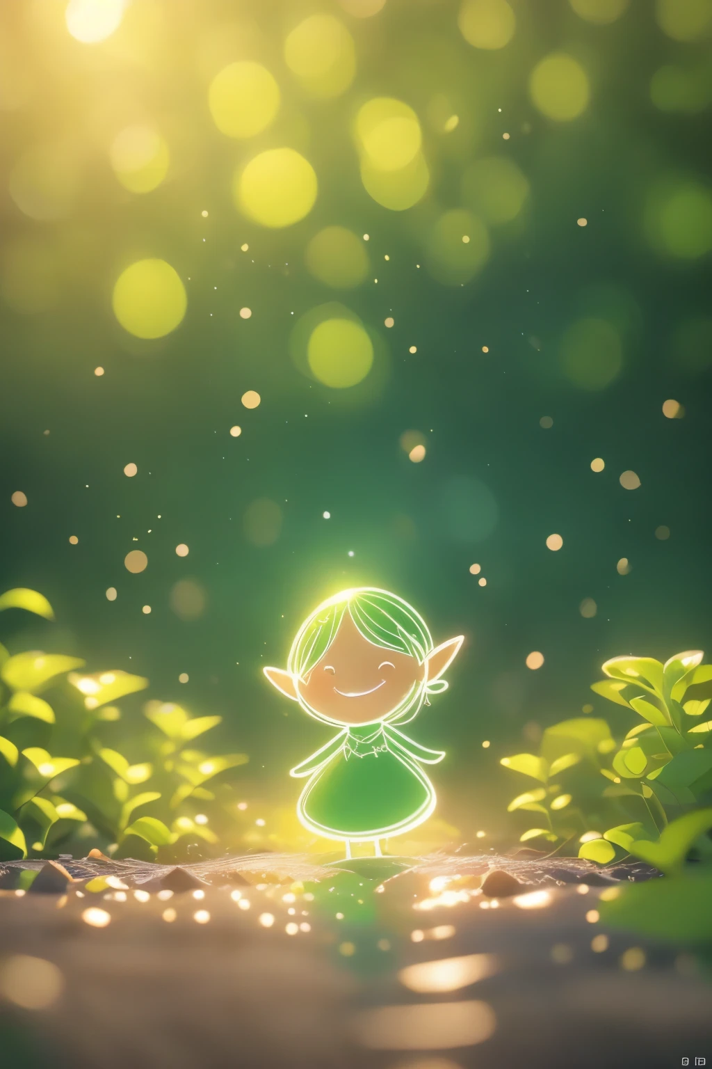 Close up of cartoon elf on green background, Cute numbers艺术, Beautifully detailed digital art, 4k hd illustration wallpaper, Cute numbers, Blurred dream picture, 4k high definition wallpaper illustration, Cute 3d rendering, A beautiful artistic illustration, 2D Illustration, 2D Illustration, Blurred fantasy illustration, Epic Concept Art. Bokeh