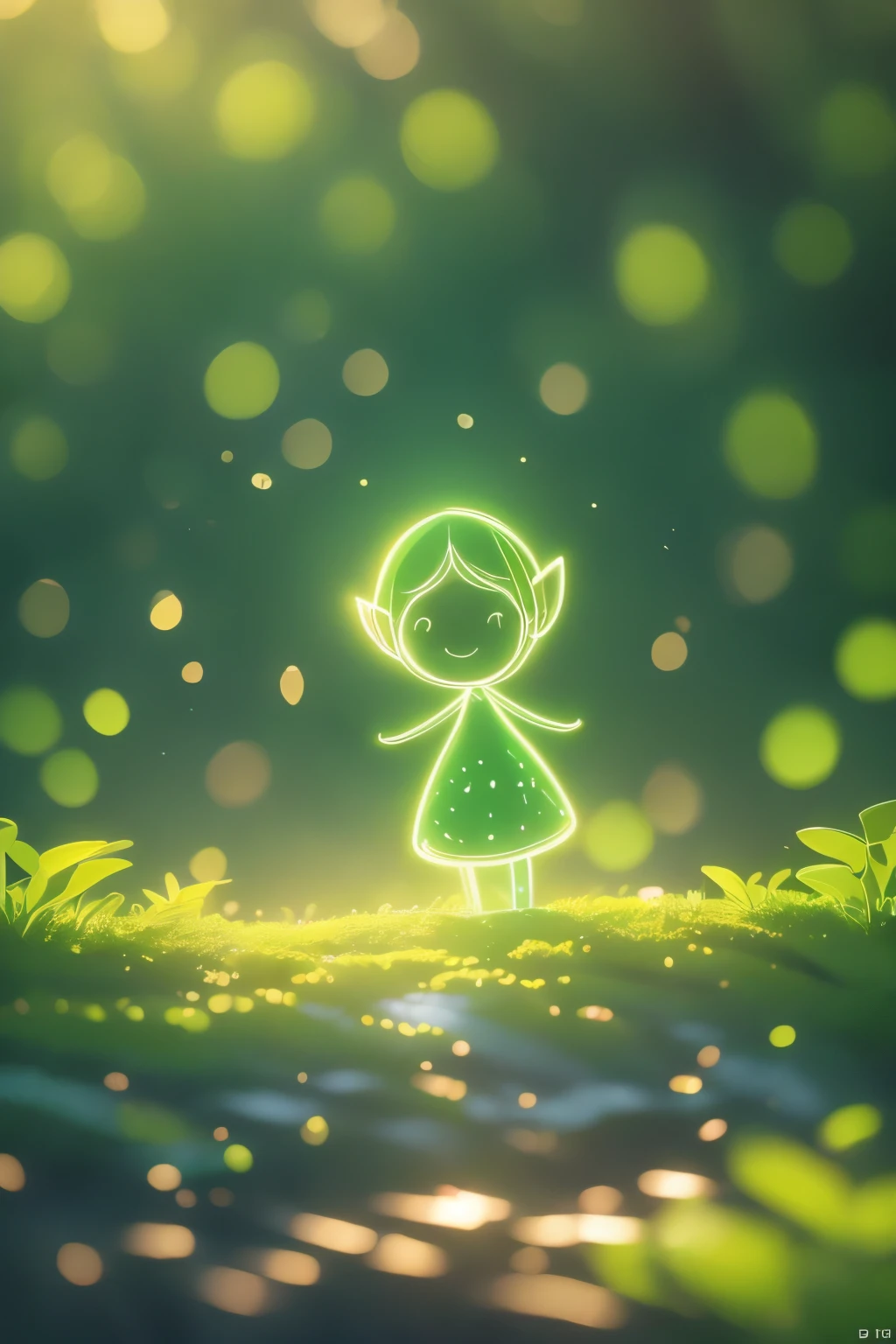 Close up of cartoon elf on green background, Cute numbers艺术, Beautifully detailed digital art, 4k hd illustration wallpaper, Cute numbers, Blurred dream picture, 4k high definition wallpaper illustration, Cute 3d rendering, A beautiful artistic illustration, 2D Illustration, 2D Illustration, Blurred fantasy illustration, Epic Concept Art. Bokeh