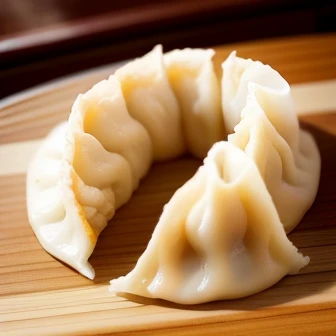 These dumplings are made by thinly rolling out wheat flour dough into semicircular shapes.、Gyoza with grilled edges、
