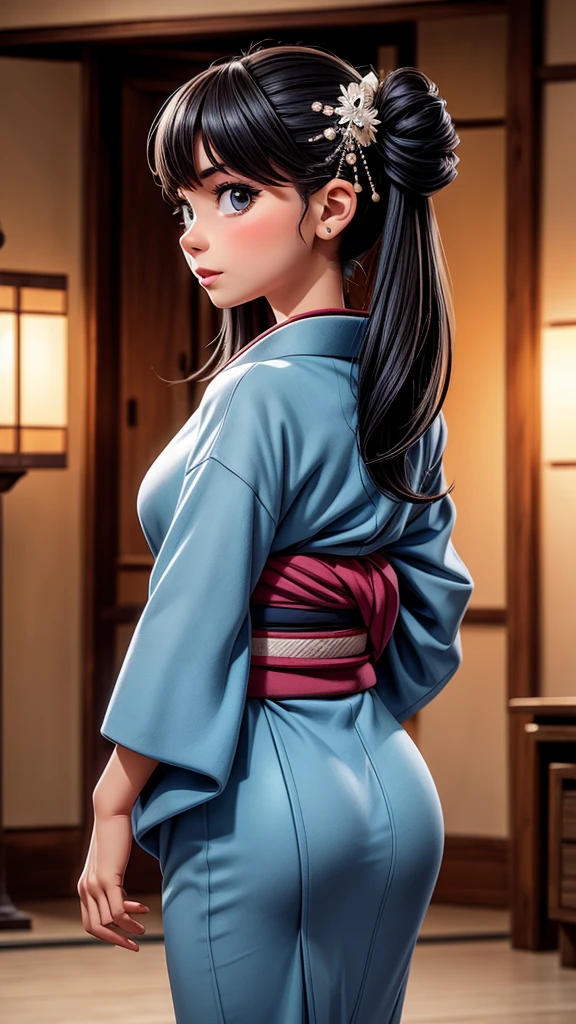 Beautiful woman looking back、kimono